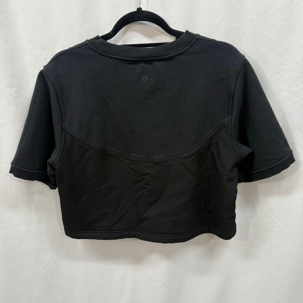 Lululemon Cotton French Terry + Swift T-Shirt Top Black Short Sleeve Crop 6/8 - Picture 2 of 4